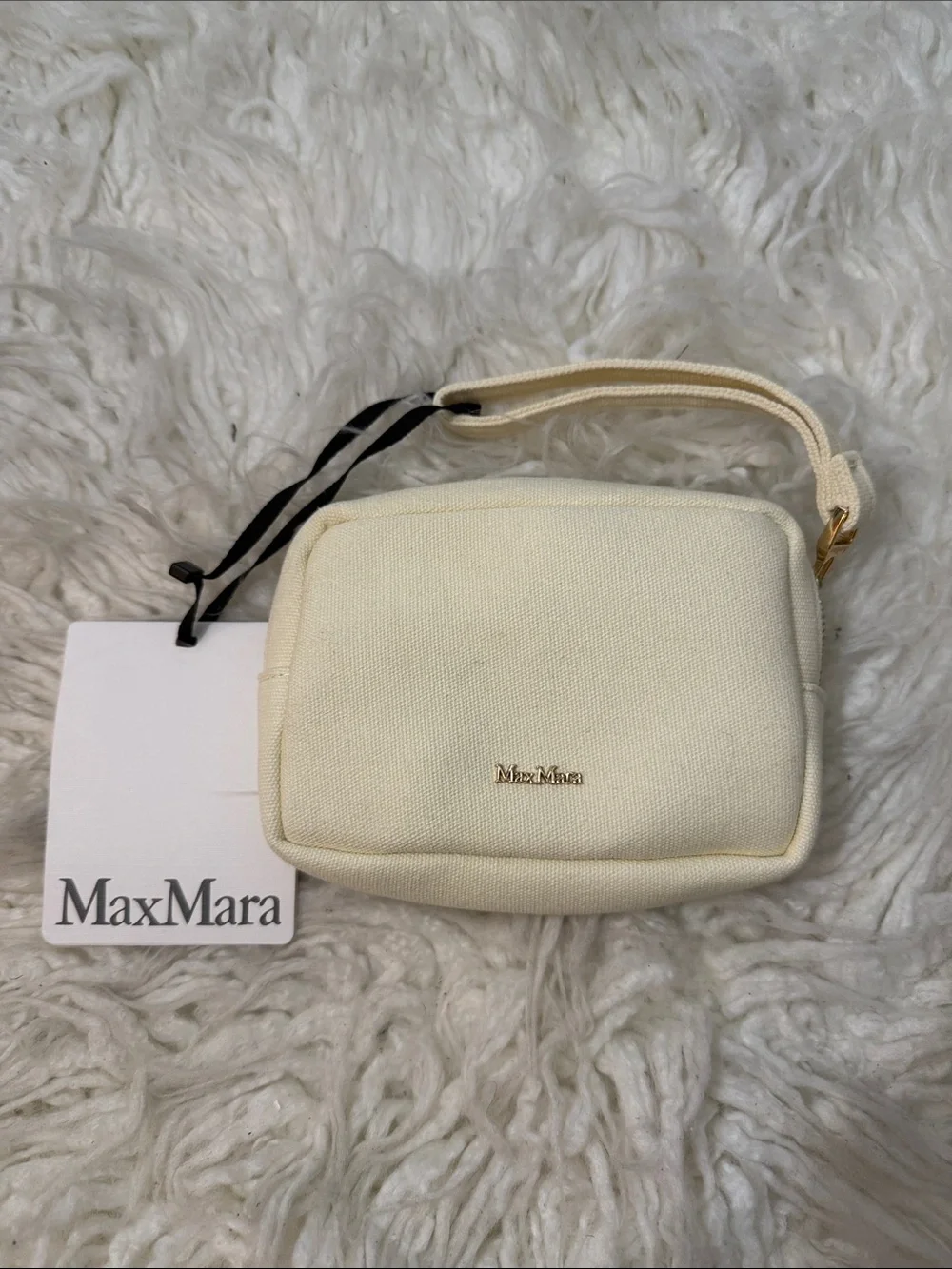 NWT Max Mara Cream Wristlet Cosmetics Bag